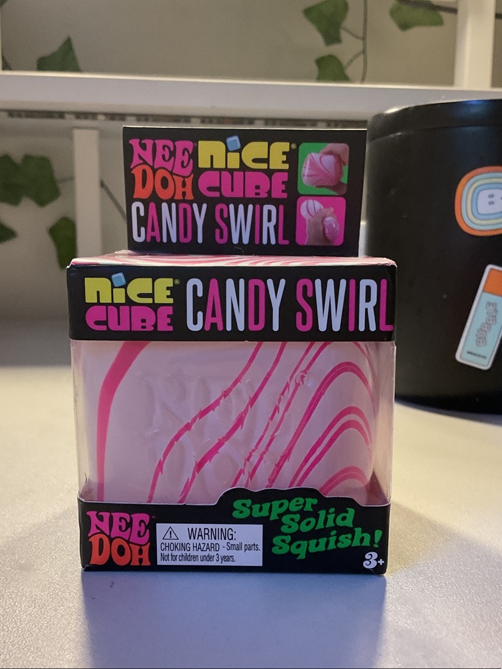 NEEDOH Nice Cube Candy Swirl Squish Toy - Pink